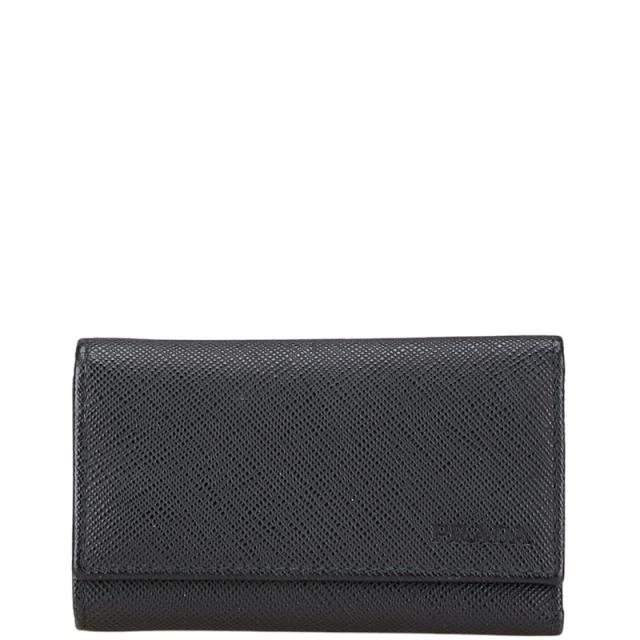 希少 PRADA プラダ ラウンドジップ キーケース 6連 レザー ブラック