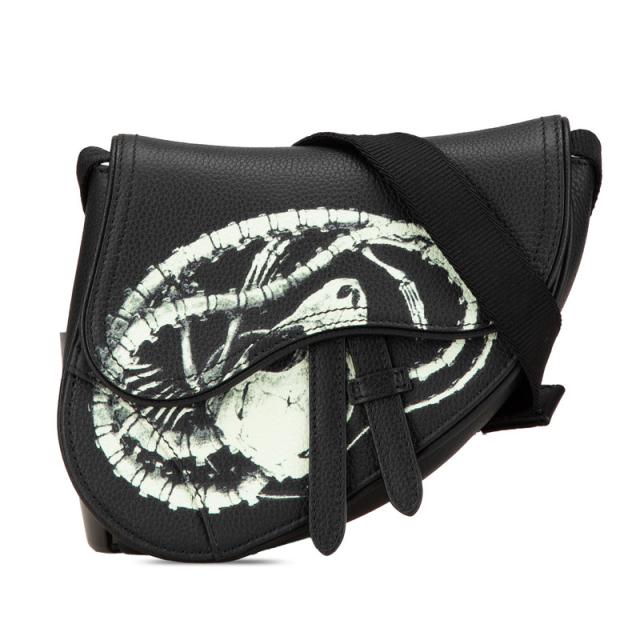 ディオール × カクタスジャック トラヴィススコット サドルバッグ ショルダーバッグ ブラック Dior × Cactus Jack Travis Scott【中古】