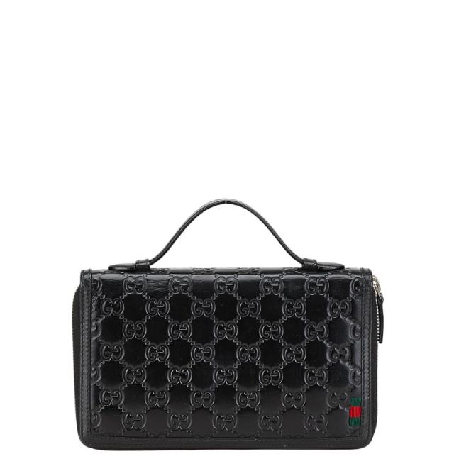 グッチ グッチシマ シェリー ラウンドジップウォレット 長財布 269888 ブラック レザー レディース GUCCI 【中古】