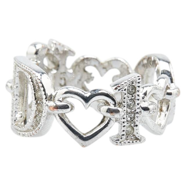 ディオール ロゴ ハート リング 指輪 メタル ラインストーン