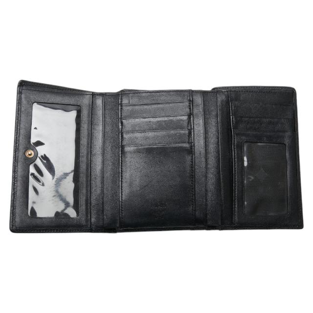 エム シー エム ロゴ金具 三つ折り財布 レザー レディース MCM 【228-95421】 エム シー エム ロゴ金具 三つ折り財布 ブラック レザー レディース