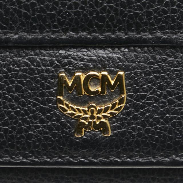 エム シー エム ロゴ金具 三つ折り財布 レザー レディース MCM 【228-95421】 エム シー エム ロゴ金具 三つ折り財布 ブラック レザー レディース