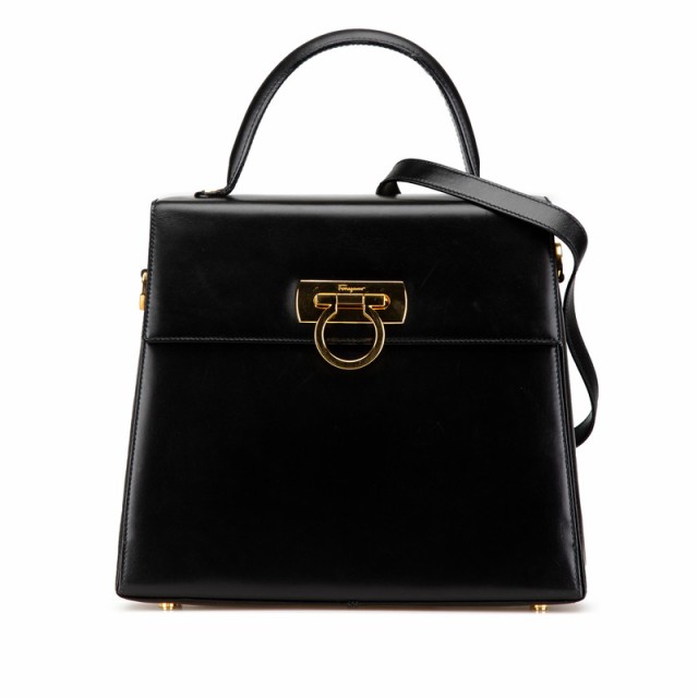フェラガモ　2way ショルダーバッグ　ハンドバッグ　ガンチーニ　　レザー　黒 Salvatore Ferragamo - フェラガモ ガンチーニ 2WAY ショルダー
