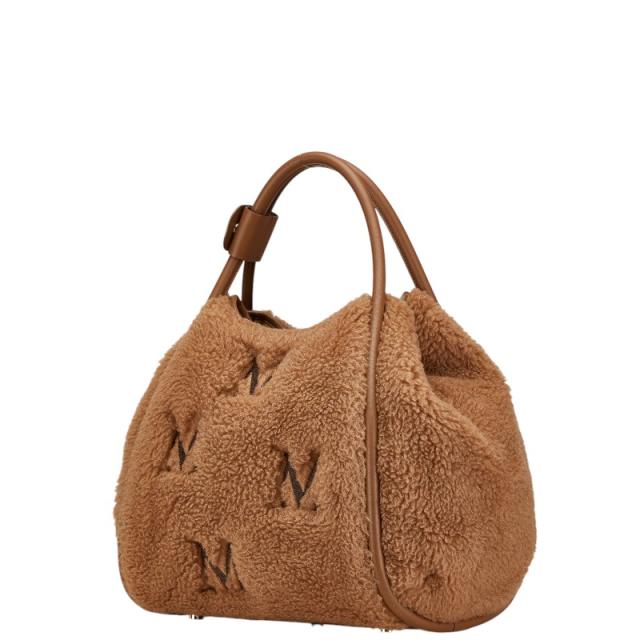 マックスマーラ マリン テディベア ショッピングバッグ ハンドバッグ ショルダーバッグ 2WAY ブラウン ファー レザー MAX MARA 【中古】_1