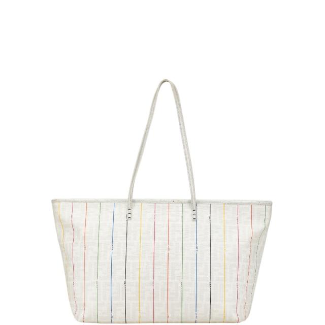フェンディ ズッカ トートバッグ ショルダーバッグ 8BH185 アイボリー マルチカラー PVC レザー レディース FENDI 【中古】