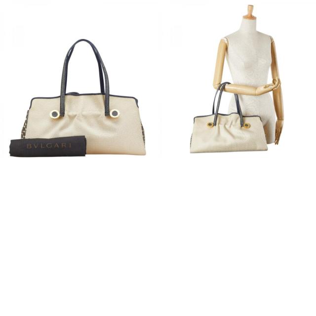 ブルガリ トートバッグ ショルダーバッグ ベージュ ネイビー