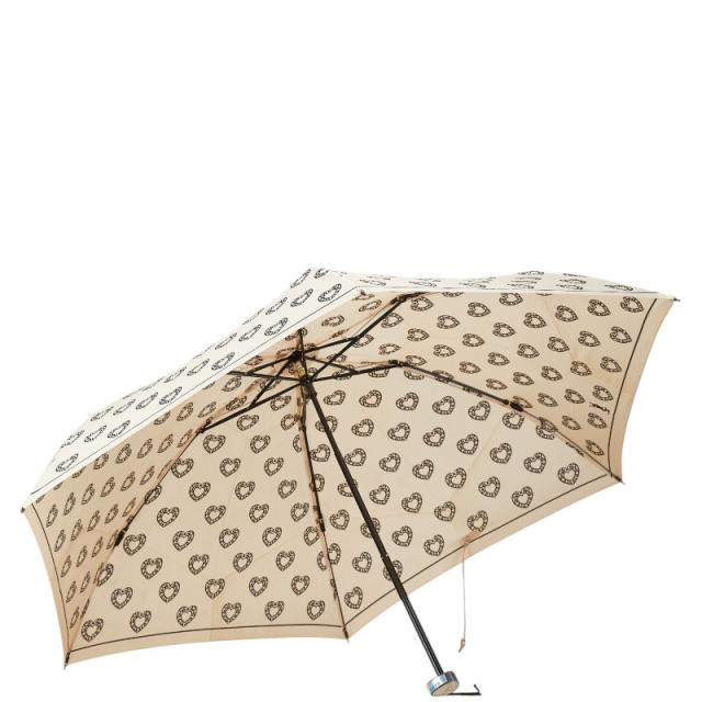 サンローラン YSLロゴ ハート モチーフ 折りたたみ傘 ベージュ ブラック ナイロン レディース SAINT LAURENT 【中古】