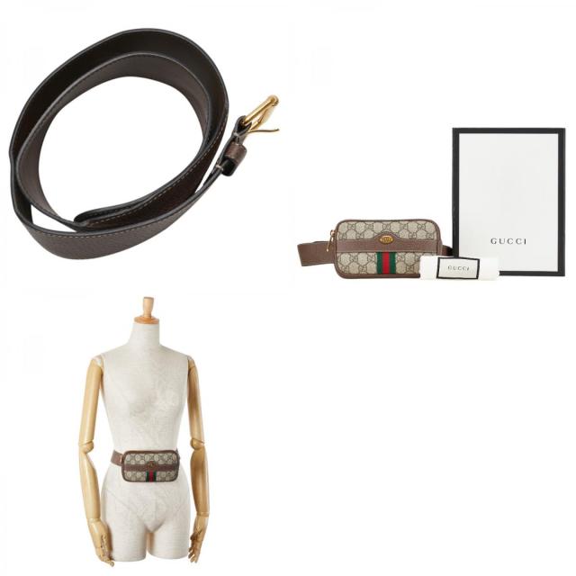 グッチ GGスプリーム オフィディア ボディバッグ ウエストバッグ 519308 ベージュ マルチカラー PVC レザー レディース GUCCI 【中古】_9