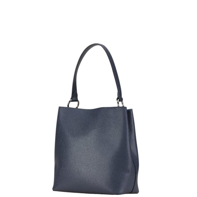 中古】 コーチ トートバッグ F17661 レザー ネイビーグレー系 メタリック シルバー金具 クロコ型押し 肩掛け COACH バック　紺、グレー色　中古品