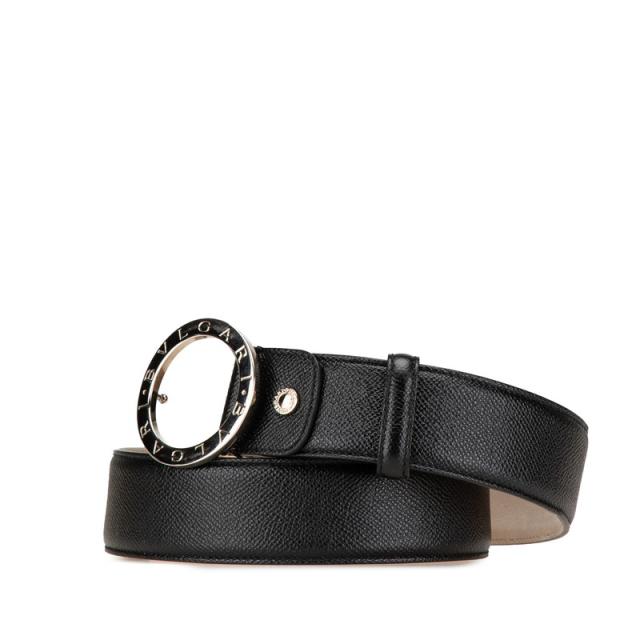 ブル小峡谷 ビーゼロワン 胴締め 44/110 黒いこと しろがね色 なめし革 レディース BVLGARI 【中古】