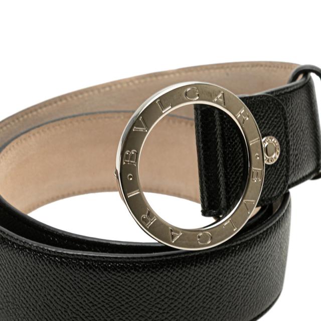 ブル小峡谷 ビーゼロワン 胴締め 44/110 黒いこと しろがね色 なめし革 レディース BVLGARI 【中古】