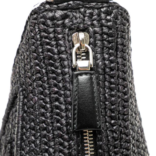プラダ トライアングル クロシェ 斜め掛け ショルダーバッグ ブラック ラフィア レディース PRADA 【中古】_4