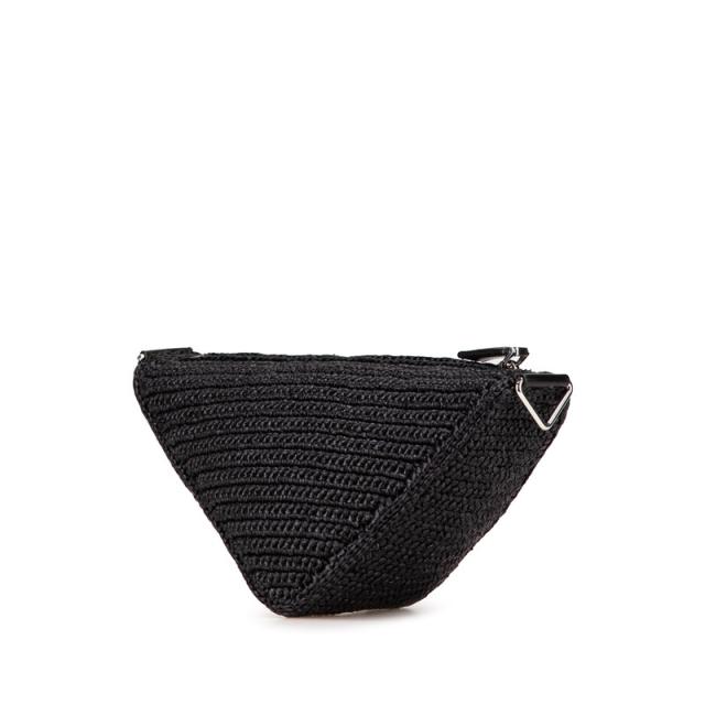 プラダ トライアングル クロシェ 斜め掛け ショルダーバッグ ブラック ラフィア レディース PRADA 【中古】_2