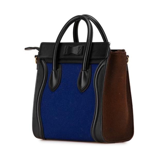 セリーヌ ラゲージ ナノショッパー トリコロール ハンドバッグ ショルダーバッグ 2WAY ブルー ブラウン ブラック CELINE 【中古】_1