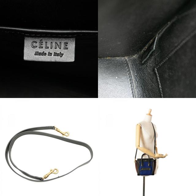 セリーヌ ラゲージ ナノショッパー トリコロール ハンドバッグ ショルダーバッグ 2WAY ブルー ブラウン ブラック CELINE 【中古】_9