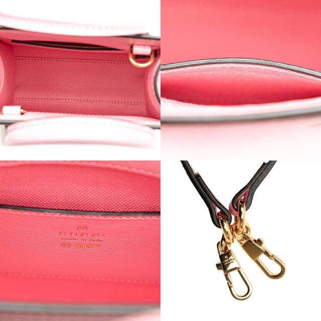 グッチ × ばなにゃ ミニハンドバッグ ショルダーバッグ 2WAY 671623 ピンク マルチカラー レザー レディース GUCCI 【中古】_8