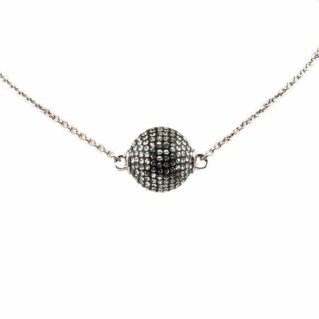 シャネル ココマーク ミラーボール ネックレス シルバー ブラック メタル レディース CHANEL 【中古】