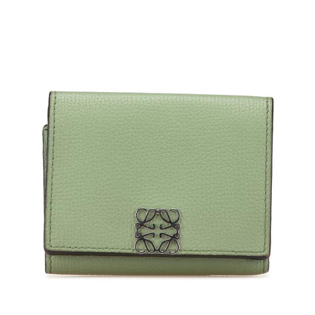 希少色✨ロエベ 三つ折り財布 トライフォールド アナグラム レザー 水色 青