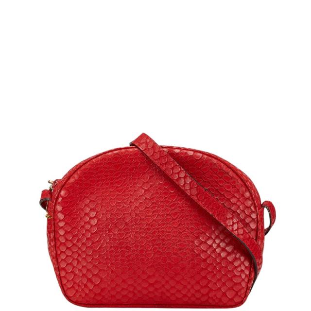 サルヴァトーレフェラガモ 型押し 斜め掛け ショルダーバッグ レッド レザー レディース Salvatore Ferragamo 【中古】