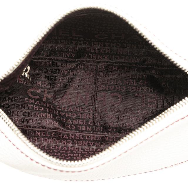 シャネル ロゴ フリンジ ワンショルダーバッグ アイボリー ボルドー カーフ レディース CHANEL 【中古】_6