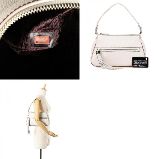 シャネル ロゴ フリンジ ワンショルダーバッグ アイボリー ボルドー カーフ レディース CHANEL 【中古】_9