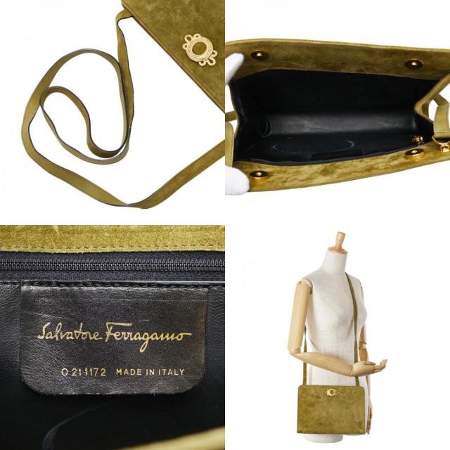 サルヴァトーレフェラガモ 斜め掛け ショルダーバッグ グリーン カーキ