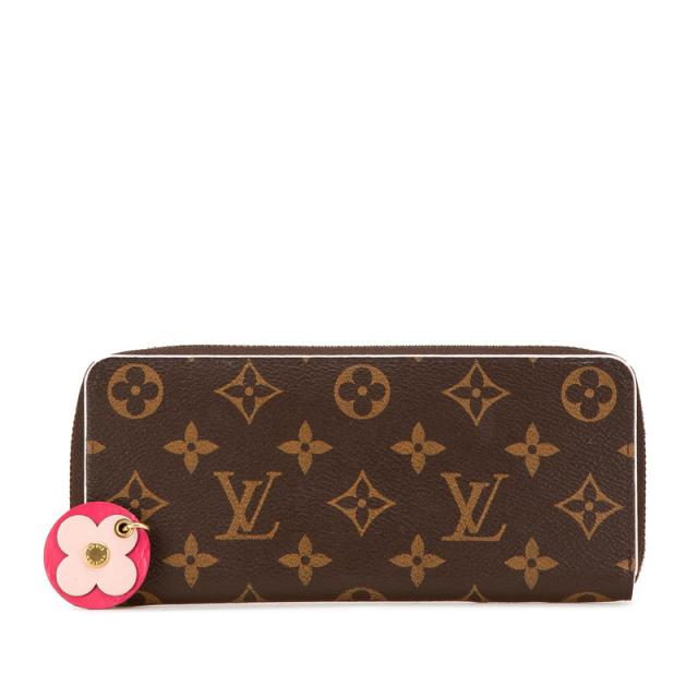 ルイ ヴィトン モノグラム ポルトフォイユ クレマンス フラワーチャーム ラウンドファスナー 長財布 M64201 LOUIS VUITTON 【中古】