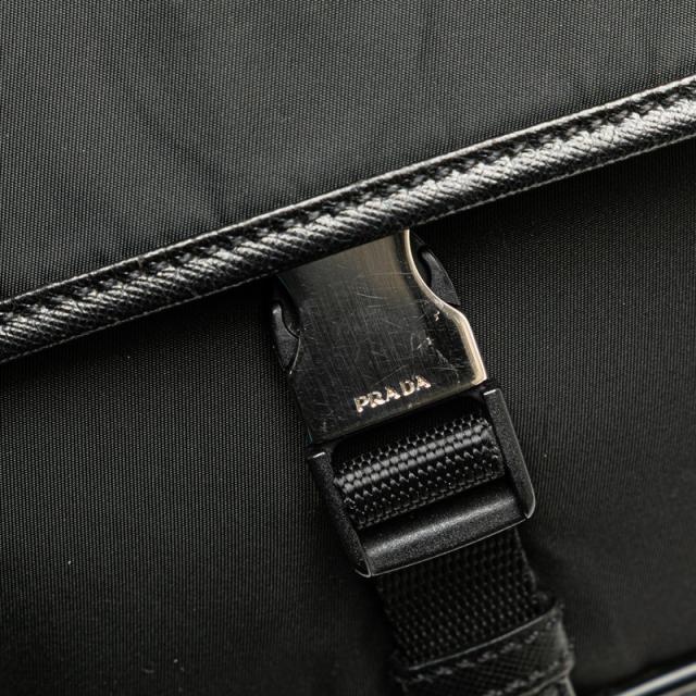 プラダ 三角ロゴプレート ショルダーバッグ メッセンジャーバッグ V167 ブラック ナイロン レザー レディース PRADA 【中古】