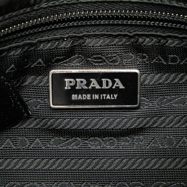 プラダ 三角ロゴプレート ショルダーバッグ メッセンジャーバッグ V167 ブラック ナイロン レザー レディース PRADA 【中古】