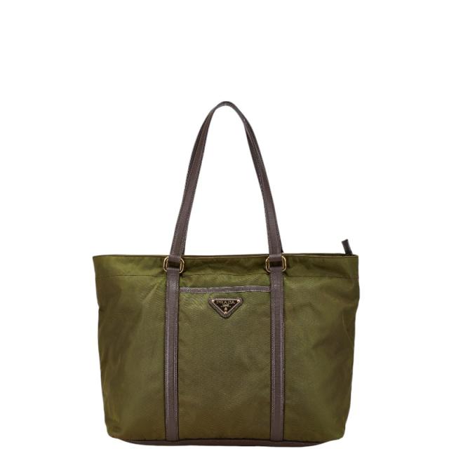プラダ トートバッグ ショルダー 三角プレート ナイロン カーキ 【公式