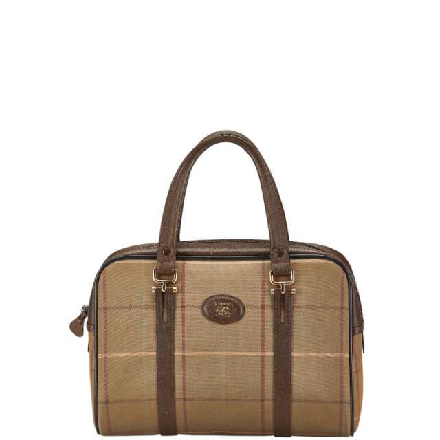 【良品】バーバリー　ミニボストンバッグ　ハンドバッグ　シャドーチェック バーバリー ミニボストン ハンドバッグ ノバチェック シャドーホース