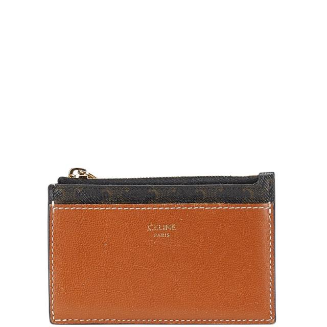 セリーヌ マカダム カードケース ブラック ブラウン PVC レザー レディース CELINE 【中古】