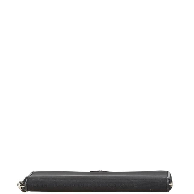 プラダ 三角ロゴプレート 長財布 ブラック ナイロン レザー レディース