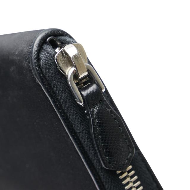 プラダ 三角ロゴプレート 長財布 ブラック ナイロン レザー レディース