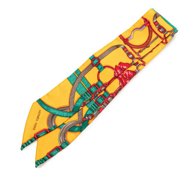 HERMES エルメス ツイリー シルクスカーフ レッド×オレンジ エルメス