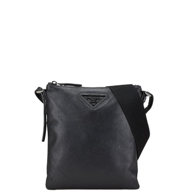 プラダ トライアングルロゴ 斜め掛け ショルダーバッグ 2VH124 ブラック レザー レディース PRADA 【中古】