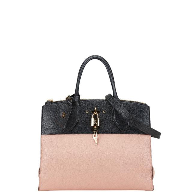 ルイ ヴィトン シティ スティーマーMM ハンドバッグ ショルダーバッグ 2WAY M51036 ベージュ ノワール レザー LOUIS VUITTON 【中古】