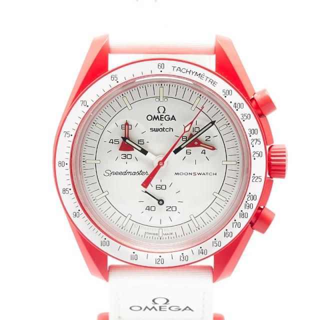 オメガ ×スウォッチ ムーンスウォッチ MISSION TO MARS 腕時計 SO33R100 クオーツ ホワイト文字盤 セラミック メンズ OMEGA 【中古】