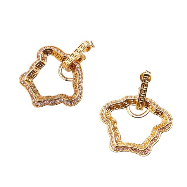 美品 VERSACE　グレカ ピアス メデューサ ゴールド ラインストーン ヴェルサーチ メデューサ グレカ GP ピアス(両耳用) ゴールド