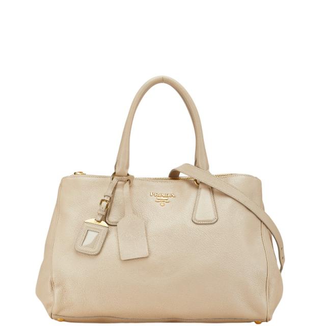 プラダ ハンドバッグ ショルダーバッグ 2WAY ベージュ レザー