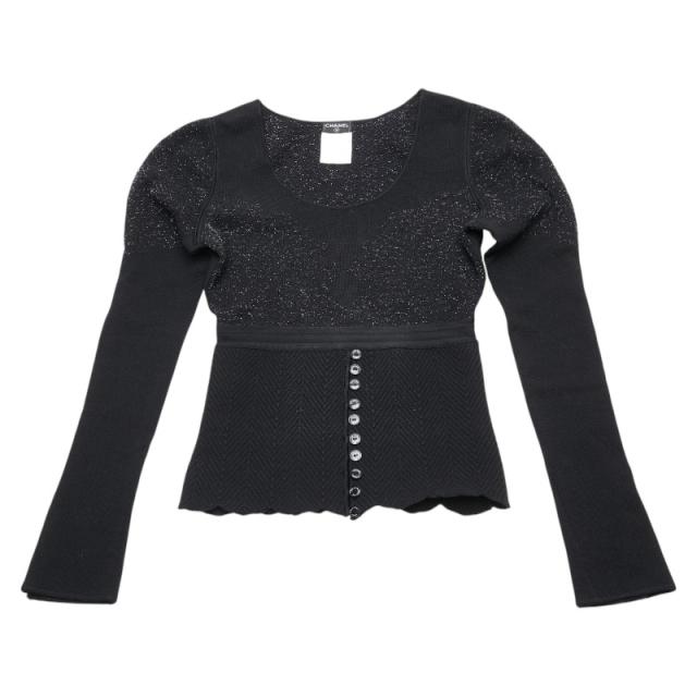 シャネル ニット サイズ：34 ブラック ウール レーヨン レディース CHANEL 【中古】