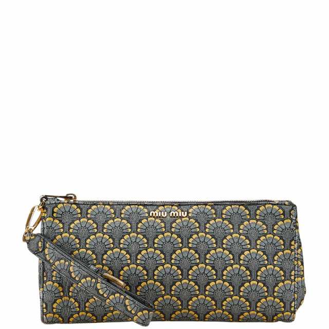 ミュウミュウ マドラスプリント クラッチバッグ 5NE455 グレー マルチカラー レザー レディース MIUMIU 【中古】