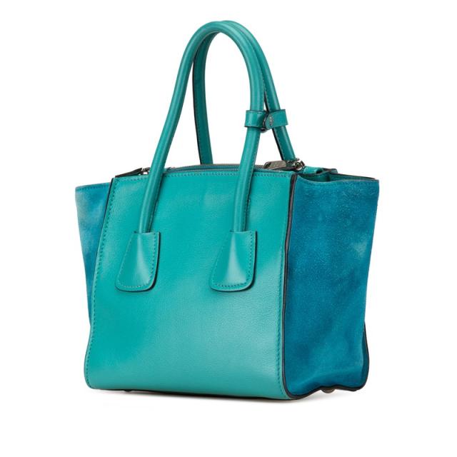 プラダ ハンドバッグ ショルダーバック 2WAY ターコイズブルー レザー スウェード レディース PRADA 【中古】_1