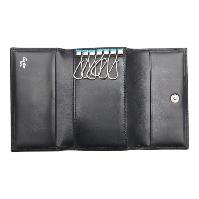 カルティエ 帆柱生産ライン 足がかり入れもの 6連 黒いこと なめし革 メンズ CARTIER 【中古】