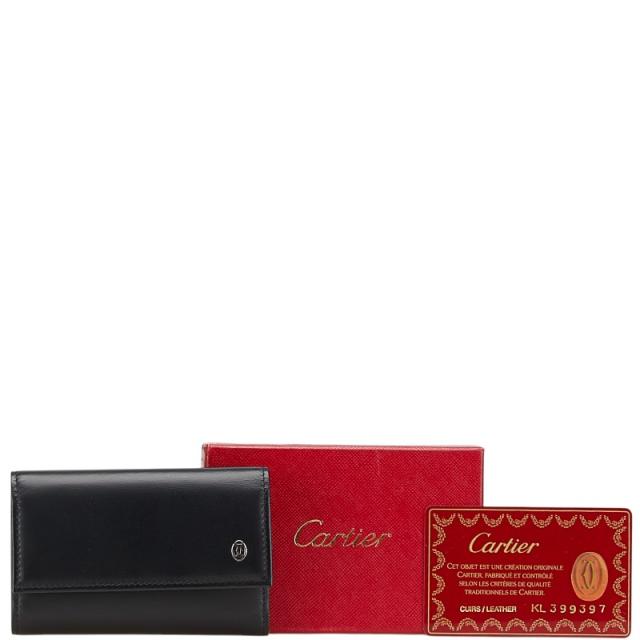 カルティエ 帆柱生産ライン 足がかり入れもの 6連 黒いこと なめし革 メンズ CARTIER 【中古】
