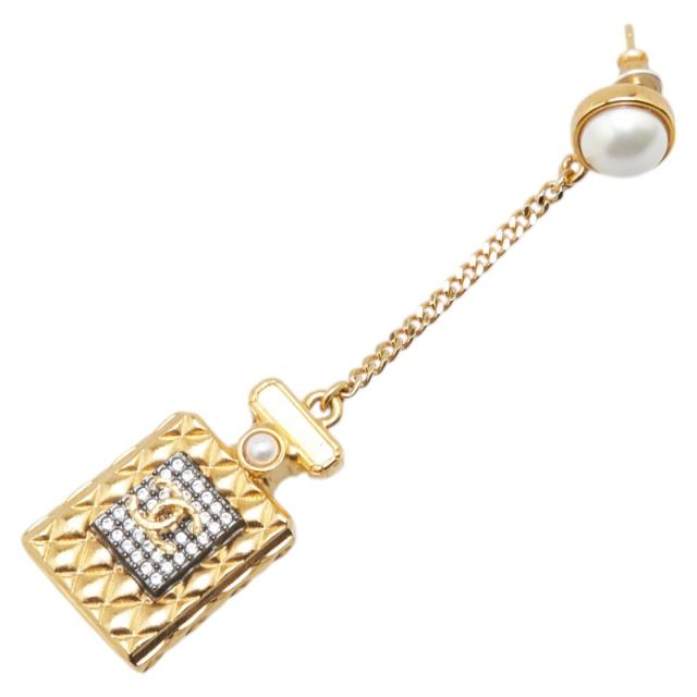 シャネル ココマーク 香水瓶モチーフ ラインストーン ピアス ゴールド メッキ フェイクパール レディース CHANEL 【中古】