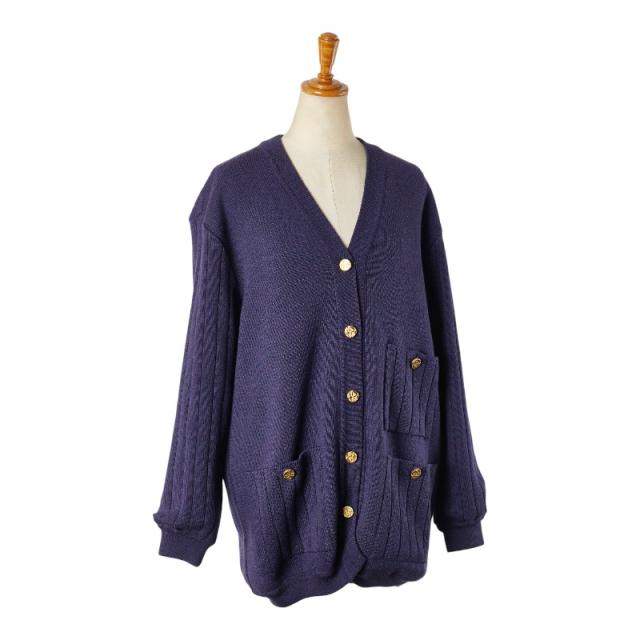 サルヴァトーレフェラガモ ニット カーディガン スカート セットアップ サイズ：S パープル ウール シルク Salvatore Ferragamo 【中古】