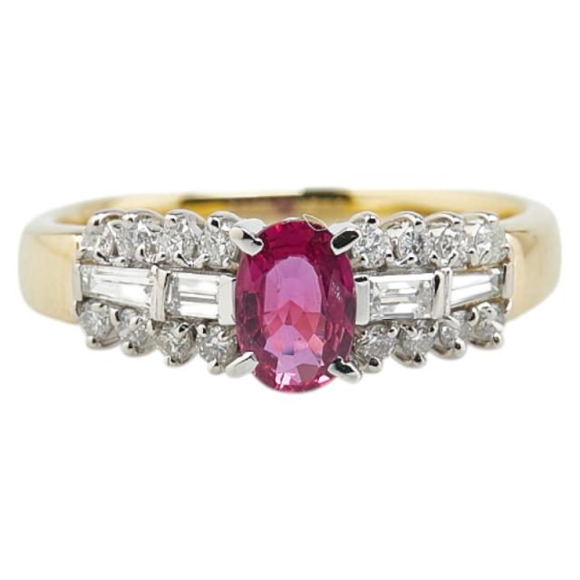 K18YG イエローゴールド Pt900 プラチナ コンビ ルビー0.59ct