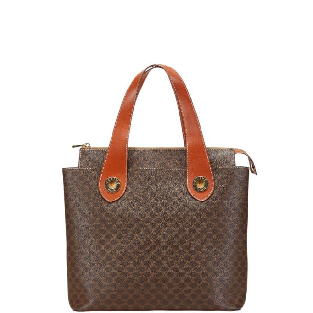 セリーヌ マカダム ハンドバッグ トートバッグ ブラウン PVC レザー レディース CELINE 【中古】