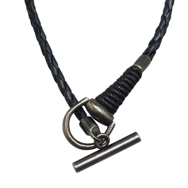 グッチ ホースビット チョーカー #18 ブラック レザー SV925 シルバー